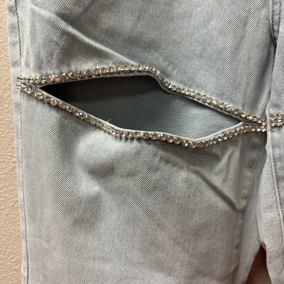 NWT Judy Blue 14W Distressed Cutout Wide Leg Jeans Light Wash High Rise New - Picture 3 of 12